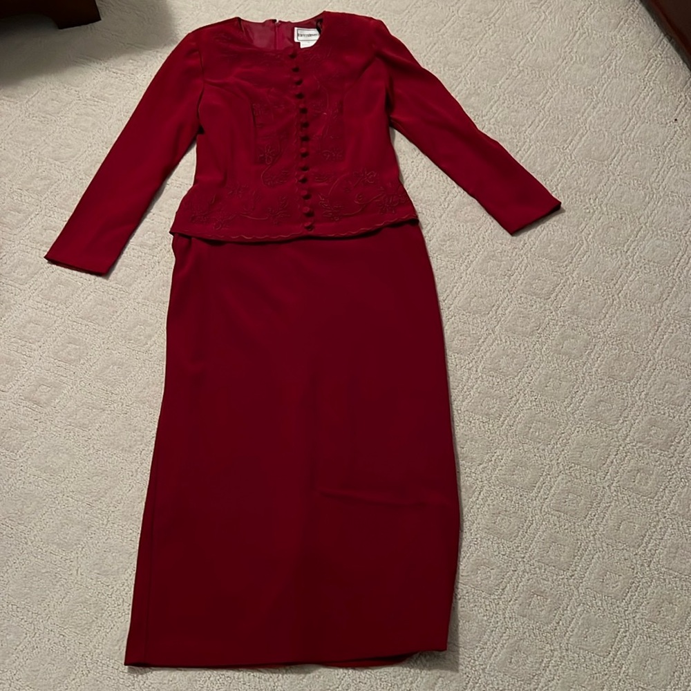Red dress with embroidered top